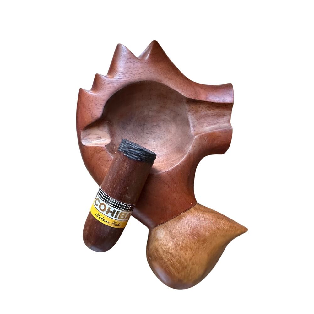 Handcarved Cherry Wood Mix Cohiba Cigar Ash Tray, NWOT